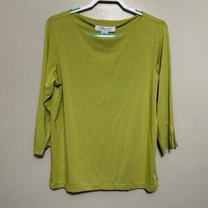 Freelance Blouse M Green NEW Modal 3/4 Sleeve Boat Neck Top Spring Summer Luxury